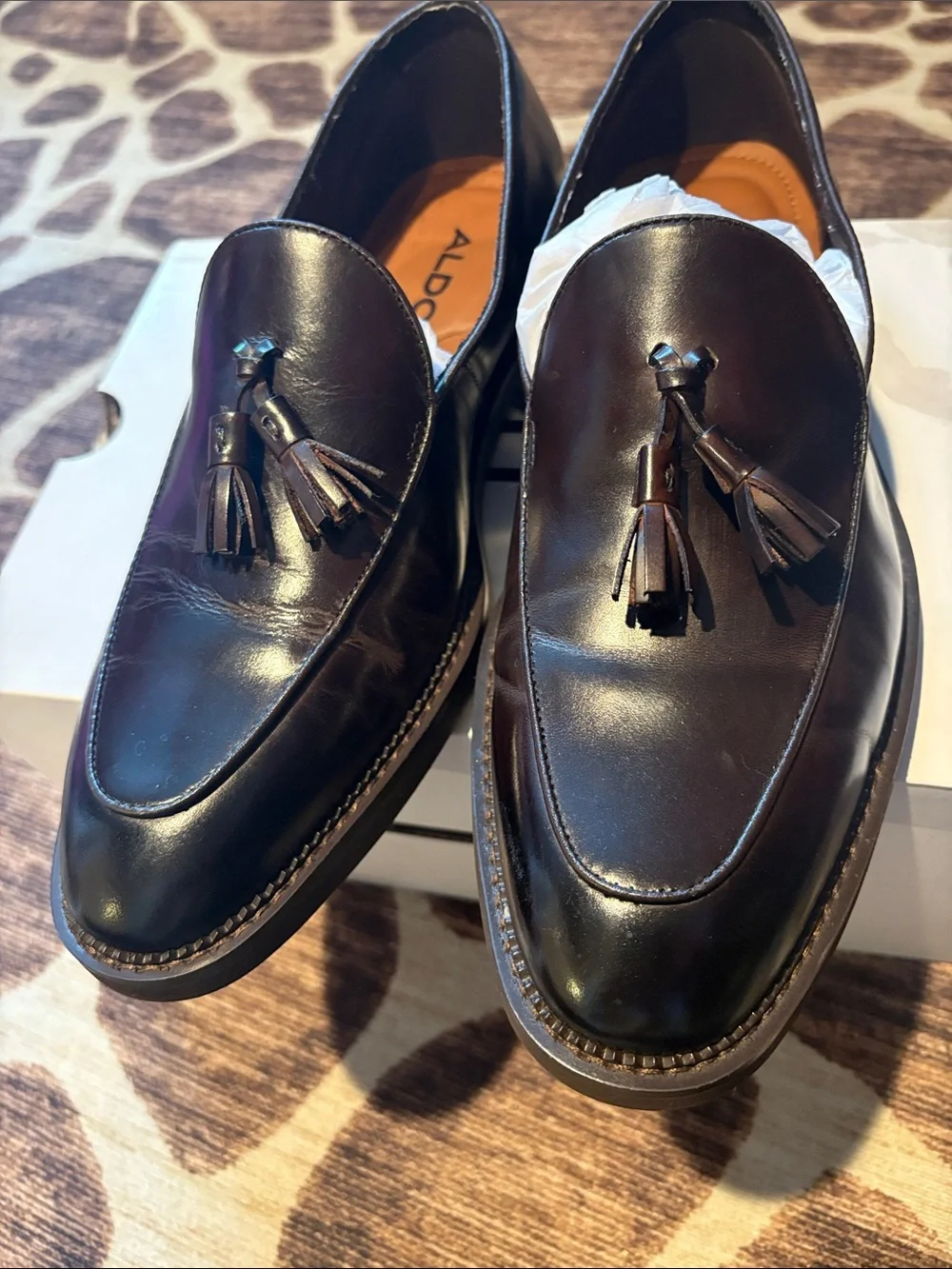 Aldo Portos-201 Men's Leather Tassel Loafers in Dark Brown